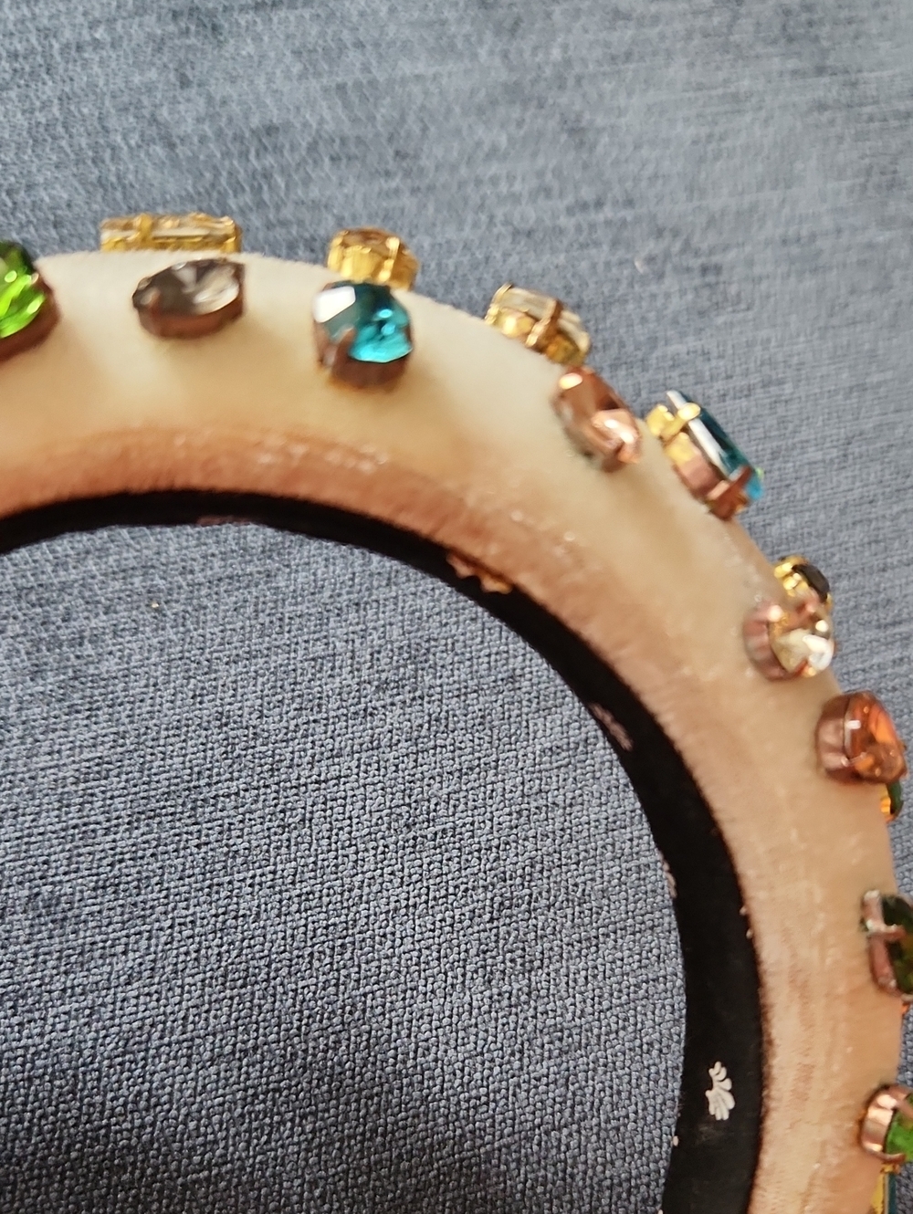 Lele Sadoughi Embellished White Padded Velvet Headband with Multicolor Gems - Picture 9 of 12